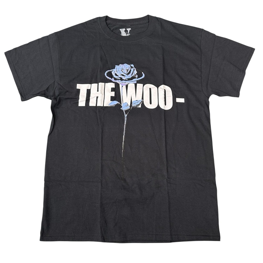 Vlone Mens Pop Smoke The Woo Rose Black Graphic Tee T-Shirt Size L